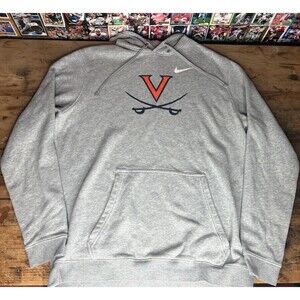 Nike Virgina Cavaliers Fleece Hoodie Sweatshirt Gray Orange Mens XL University